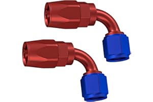 SINTLY 6AN 90 Degree Fitting Swivel Hose End Fittings for Blue/Redaided Fuel Line Blue/Red 2PCS