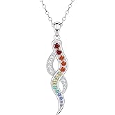 Wenansly Pride Rainbow LGBT Necklace Pendant: S925 Sterling Silver LGBTQ Jewelry for Women Lesbian Gay Trans Nonbinary Valentines Pride Month Everyday Support Gifts