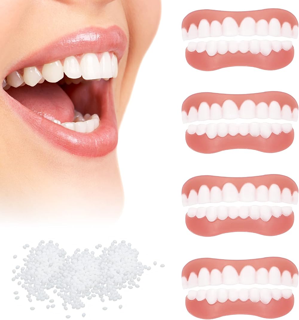 VEGCOO 4 Pairs Cosmetic Veneer False Teeth Comfortable Natural Smile