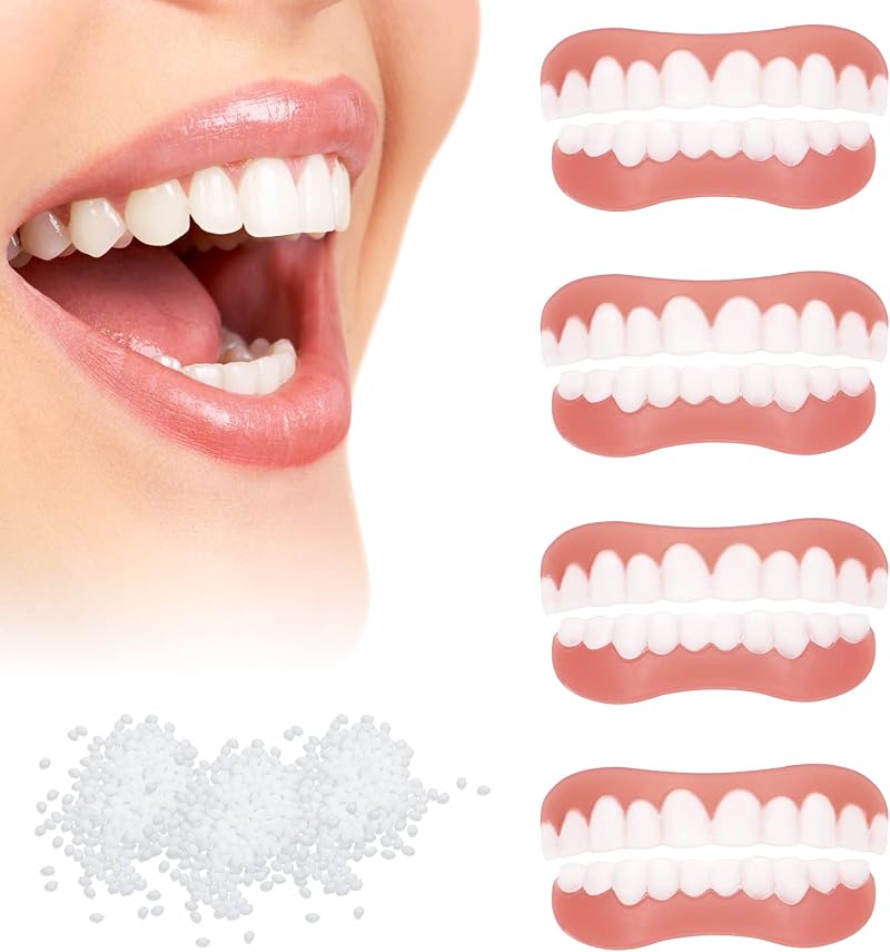 VEGCOO 4 Pairs Cosmetic Veneer False Teeth Comfortable Natural Smile