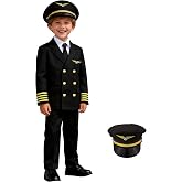 Gigoitly Kids Pilot Costume Boys Airline Captain Uniform for Career Day | Airline outfit boys airplane pilot suit for children dress up 100th day of school birthday gifts Halloween