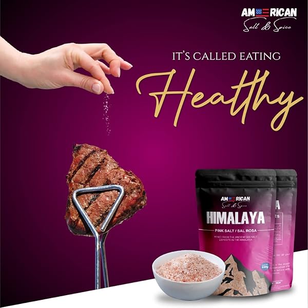 AMERICAN SALT & SPICE HIMALAYA PINK SALT – TABLE SALT 1.76LB – 100% NATURAL HIMALAYAN- CONTAINS 84 MINERALS – FOR COOKING AND ALSO SUITABLE FOR BODY BATH SCRUBS