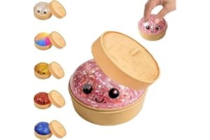 Glitter Dumpling Squishy, 2026 Upgrade Dumpling Squishy Mystery Box, Colorful Dumplings Stress Balls Fidget Sensory Toy, Stocking Stuffers with Food Steamer Stretchy Desk Toys