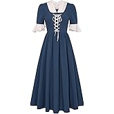 Scarlet Darkness Colonial Dress - Womens Pioneer Prairie Dress with Pockets