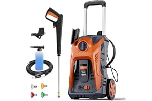 ALAINTOOL Electric Pressure Washer 4800PSI-Max 2.9GPM Pressure Washer with 25 Ft Hose, 4 Quick Connect Nozzle,16.9 Oz Soap Tank Orange Cleaning for Pool, Patio, Car