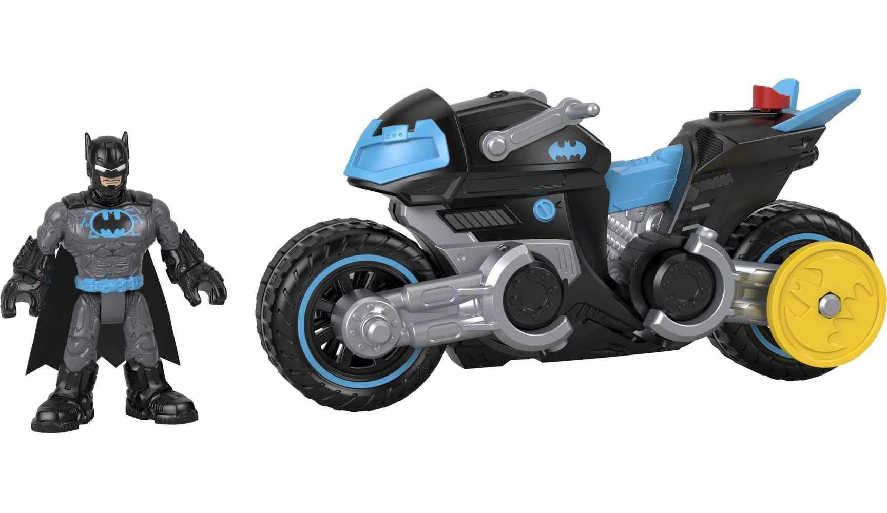 Fisher-Price Imaginext DC Super Friends Bat-Tech Batcycle, Push-Along Vehicle and Batman Figure for Preschool Kids Ages 3-8 Years
