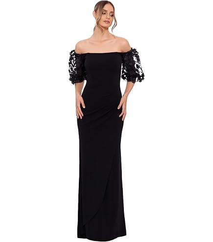 xscape black formal dress X by Womens Mesh Inset Off-The-Shoulder Evening 4 : Clothing, Shoes & Jewelry neck gown from Xscape SIZE:3XL Black Lace High Low vampire fashion