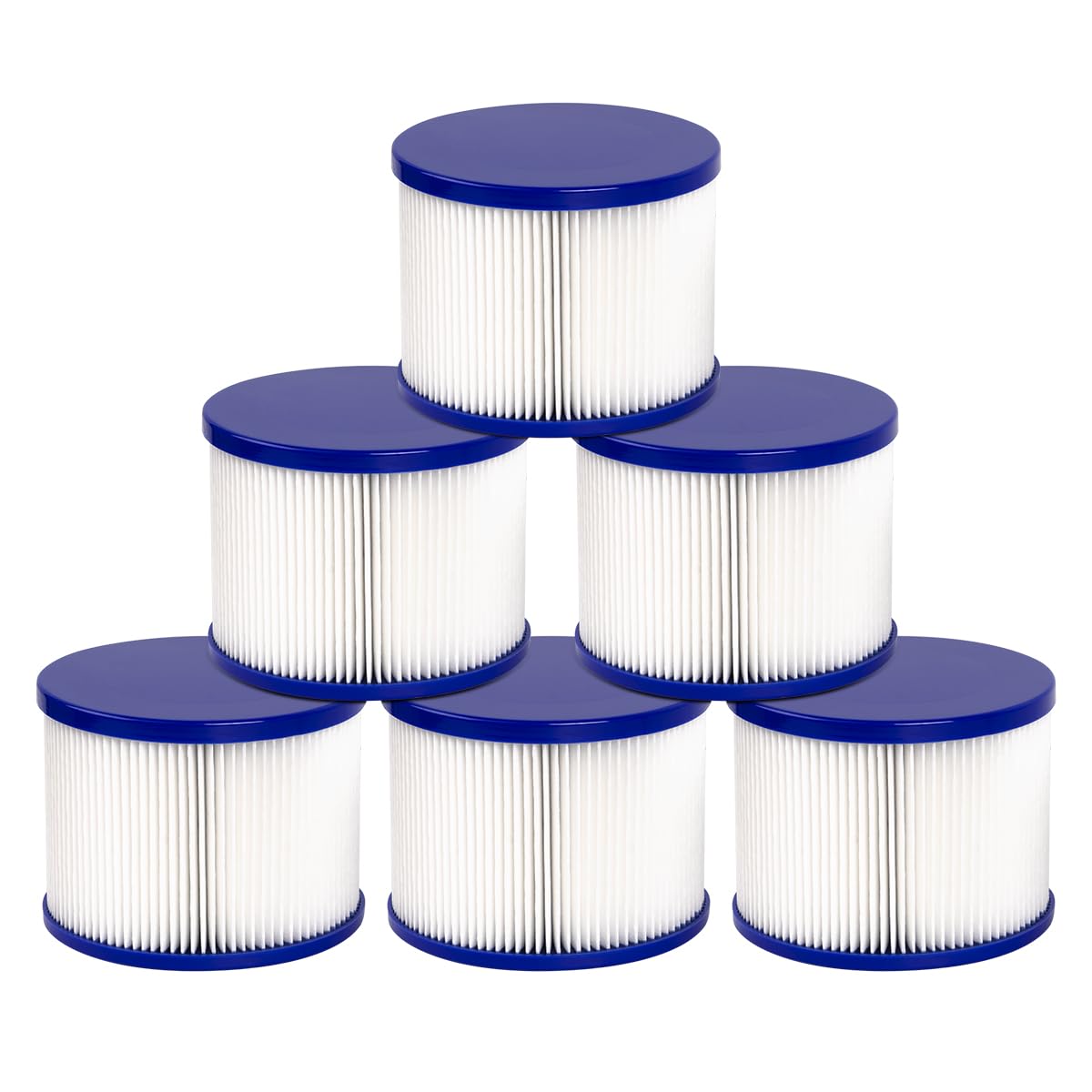 Benfosh Pack of 6 Filter Cartridges for Inflatable Spa, Filter Cartridge Whirlpool for Spa Accessories, Clever Spa Filter 75 x 100 mm Compatible with Gymax Spa for Most Whirlpool Filters