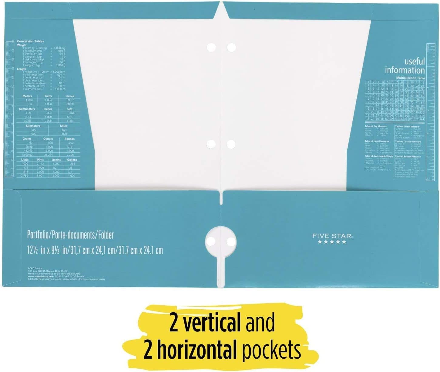 Five Star 4 Pocket Folders, 2 Pocket Folders plus 2 additional Pockets, Assorted Colors, 6 Pack (38056) : Office Products
