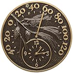 Whitehall Products Pinecone Thermometer Clock, French Bronze