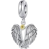 MiiFort Wings of Angels Love Protection Cubic Zirconia Birthstones Dangle Charm Compatible with Pandora Charms Bracelets