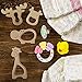 Large Wood Teething Toys for Infant - Natura Wooden Teether Rings by Hombae, Wooden Teether Animals for Toddler, Soothing Pain Relief Toys, Baby Shower Gift (Giraffe, Cow, Hippo, Deer, 4Pack)