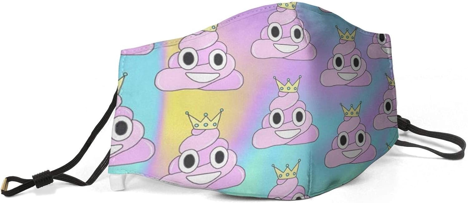 Rainbow Poop Crown Adjustable Earloop Face Face Covers for Women and