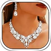 JAKAWIN Bridal Wedding Jewelry Set Rhinestone Prom Necklace Earring Set for Women