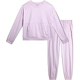 RBX Girls Sweatpants Set - 2 Piece Crewneck Brushed Knit Girls Sweatshirt and Kids Sweatpants Sweatsuit Athletic Set (7-12)