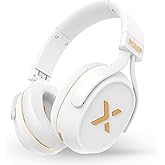 BlueAnt Pump X Wireless Over-Ear Headphones, Bluetooth, Powerful Bass, Active Noise Cancelling & Transparency Mode, Interchangeable Ear Cups, All-Day Comfort for Gym and Training, White/Gold