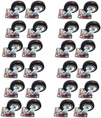 100 Pack Wholesale 3" Swivel Caster Wheels Rubber Base with Top Plate & Bearing Heavy Duty