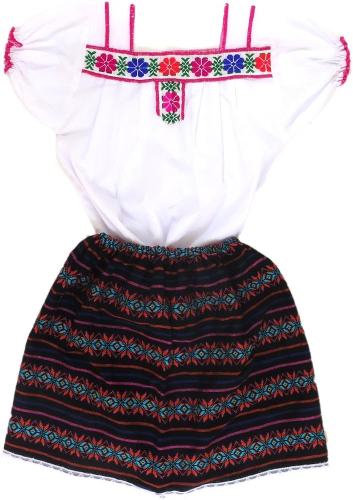 Mexican Clothing Co Baby Girls Mexican Costume Embroidered Blouse n Skirt Poplin