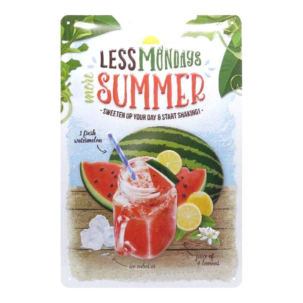 Nostalgic-Art Retro Tin Sign – Home & Country – Watermelon Summer Shake – Kitchen gift idea, Metal Plaque, Vintage design for decoration, 20 x 30 cm