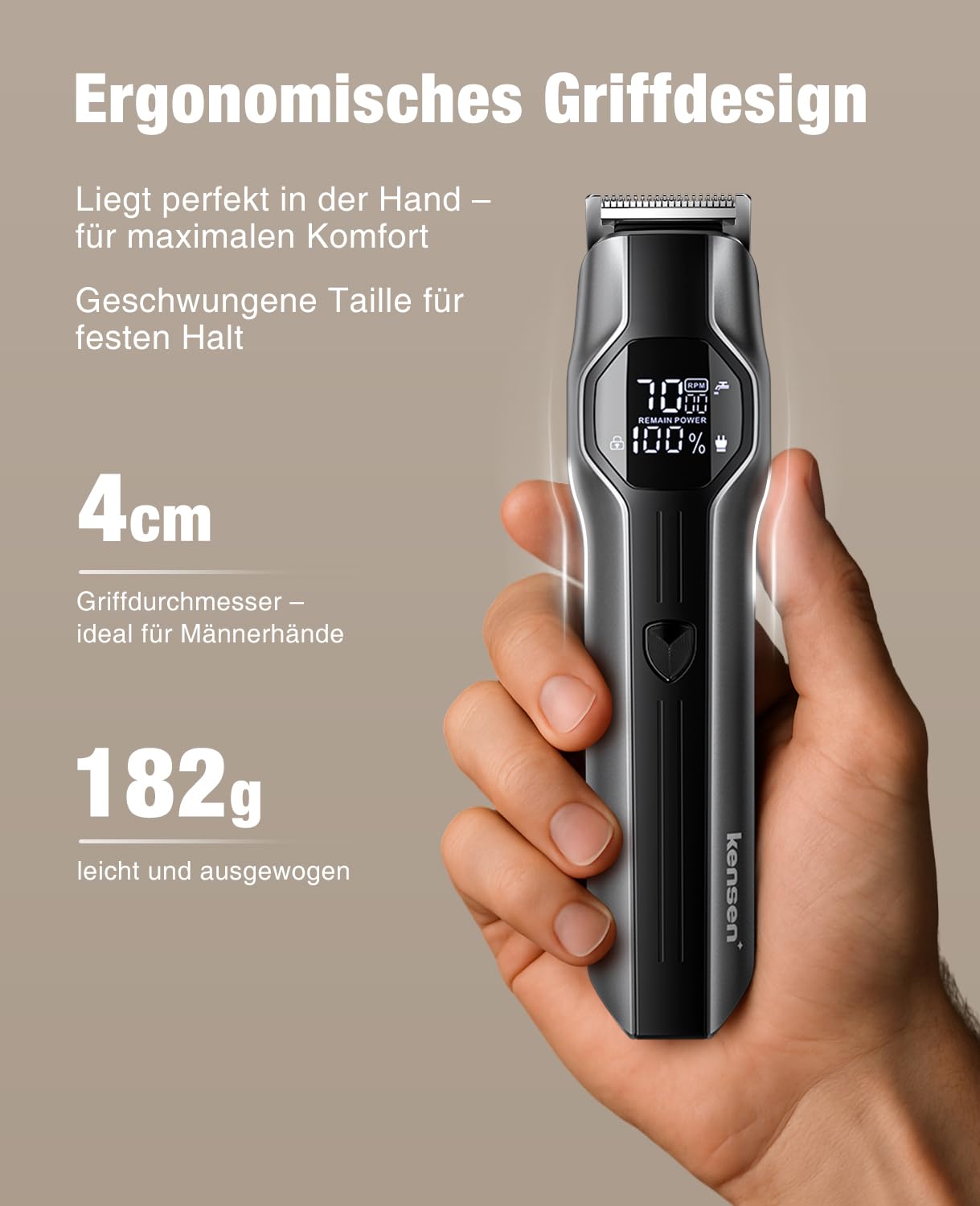 12-in-1 Barttrimmer Herren, Haarschneider, Körperrasierer, Nasenhaarschneider, kensen Bartschneider Herren IPX7 Wasserdicht Bartrasierer 210Min LED-Anzeige USB-C Ganzkörper-Haarpflege 6000/7000RPM 8
