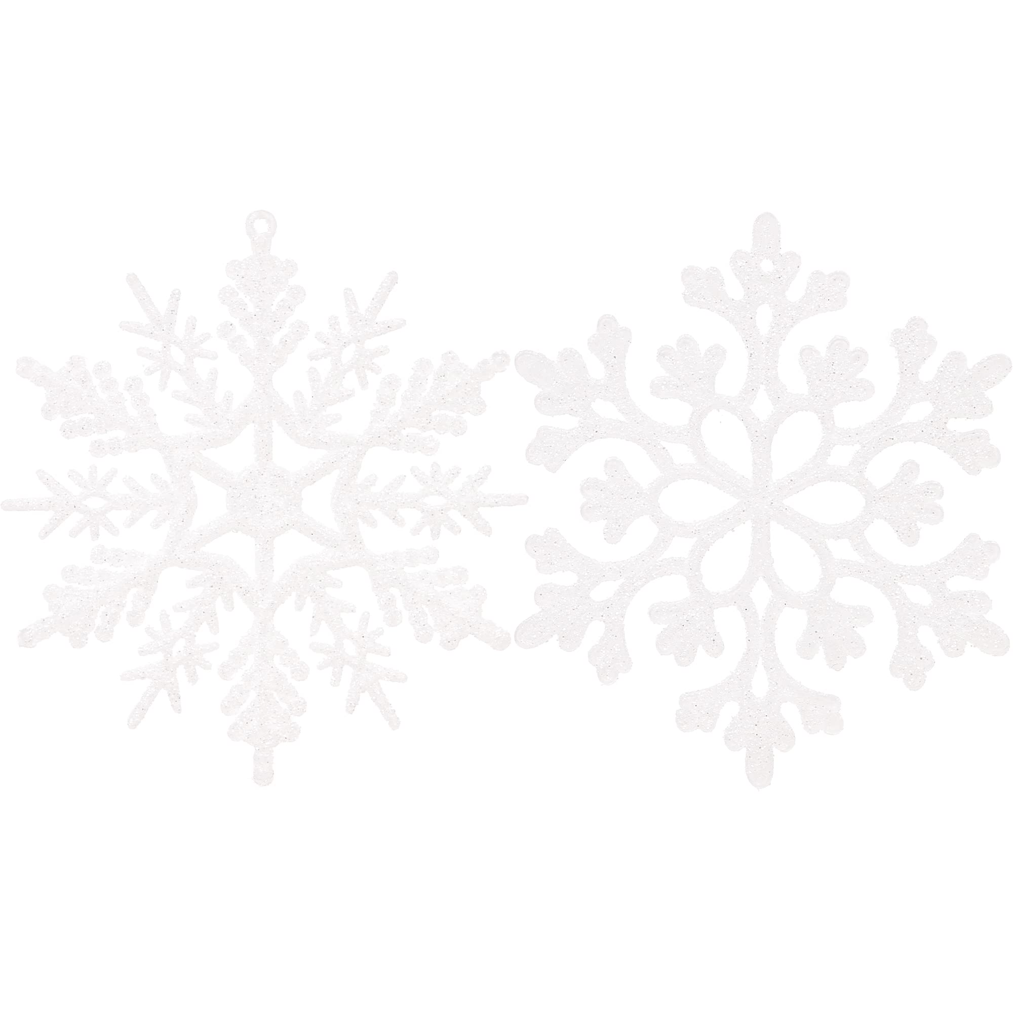 Sea Team Plastic Christmas Glitter Snowflake Ornaments Christmas Tree Decorations, 4-inch, Set of 36 (White)