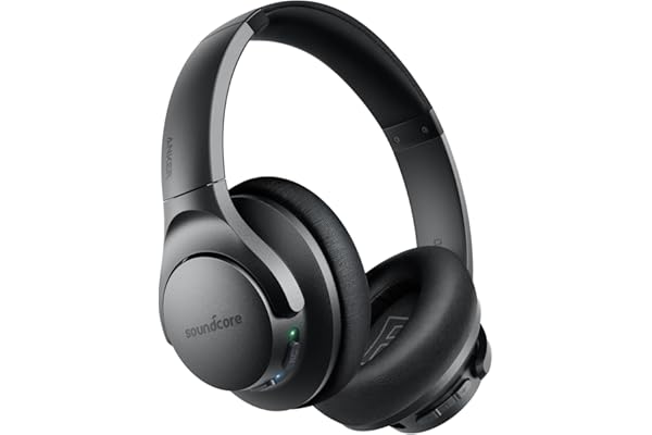 Soundcore Anker Life Q20 Hybrid Active Noise Cancelling Headphones, Wireless Over Ear Bluetooth Headphones, 60H Playtime, Hi-Res Audio, Deep Bass, Memory Foam Ear Cups, USB-C Charging (Renewed)