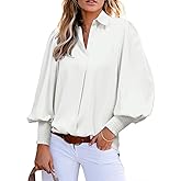 Astylish Women Loose V-Neck Shirts Paisley Print Lantern Sleeve Blouse Boho Tops