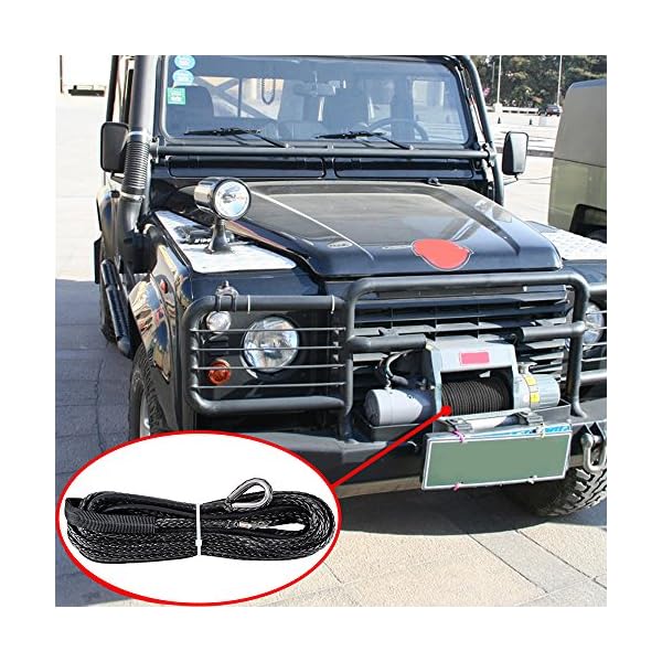14-Inch-x-50-BLACK-Synthetic-Winch-Line-Cable-Rope-6400LBs-Sheath-Thimble-Recovery-Replacement-ATV-UTV-Truck-Boat