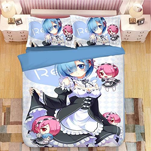 Dgdgd Re Life In A Different World From Zero Ram And Rem Anime 3 Piece Comforter Set 3d Printing Bedding Soft Polyester Best Gifts 1 Quilt Cover 2 Pillowcase Us Queen 228x228cm B Home