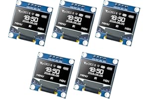 Hosyond 5 Pcs 0.96 Inch OLED I2C IIC Display Module 12864 128x64 Pixel SSD1306 Mini Self-Luminous OLED Screen Board Compatibl