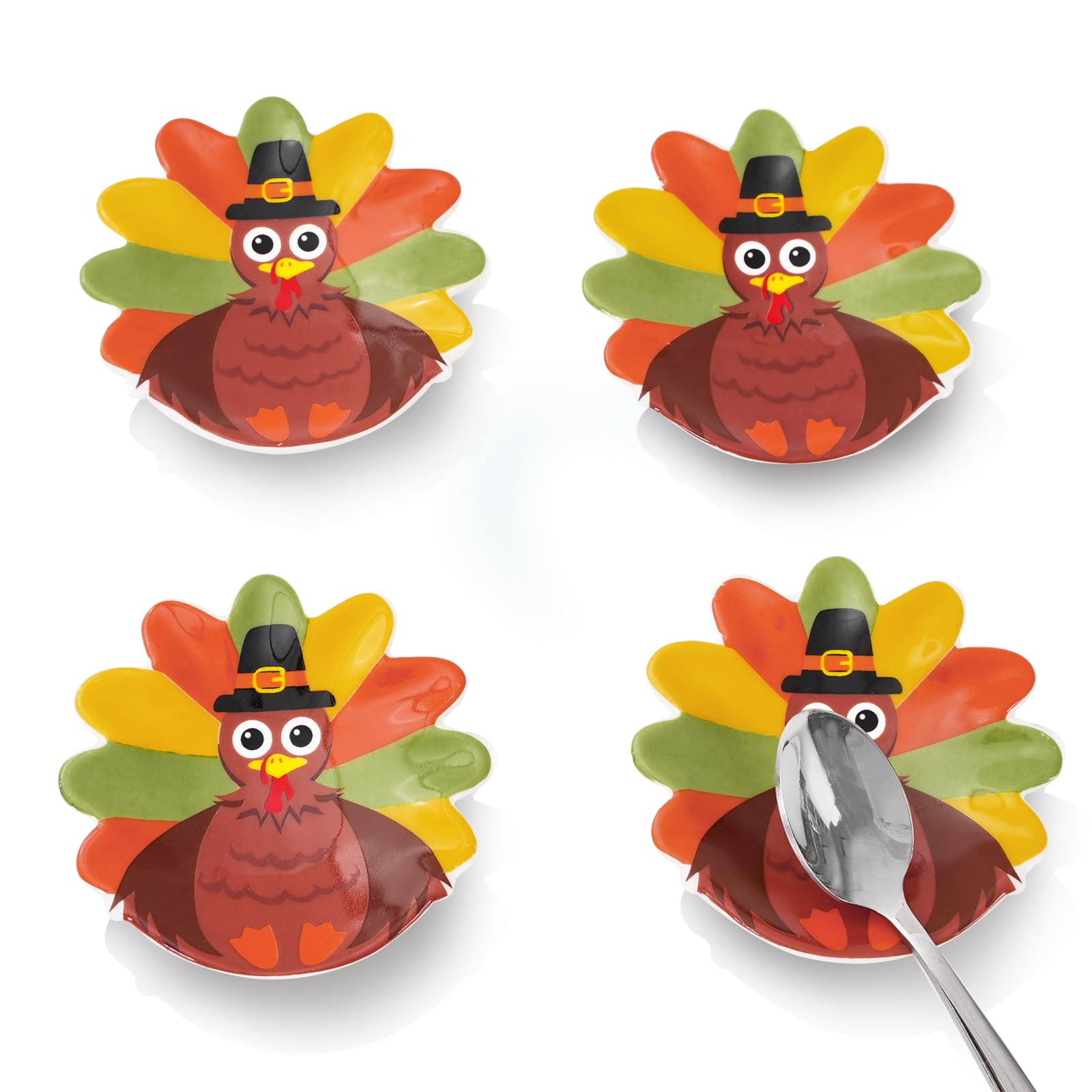 Photo 1 of **MISSING ONE**
Whaline 4Pcs Thanksgiving Spoon Rest Turkey Ceramic Spoon Holder Turkey Sauce Dishes Fall Thanksgiving Coffee Spoon Holder Ring Dish for Stove Top Cooking Utensil Kitchen Office Decor