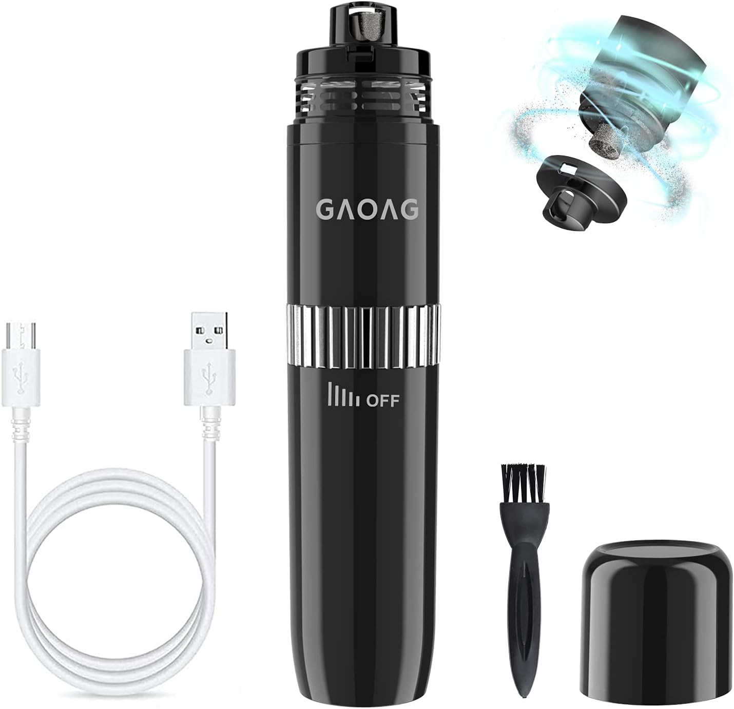 GAOAG Dog Nail Grinder with Vaccum Cleaner, Stepless Speeds Professional Pet Nail File, 10h Working Time Electric Dog Nail Trimmer, Rechargeable Quiet Pet Nail Clippers for Small Medium Large Dog & Cat