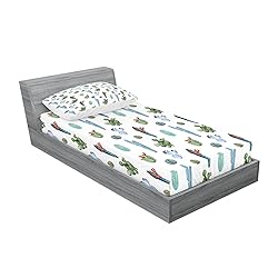 Ambesonne Cactus Fitted Sheet & Pillow Sham