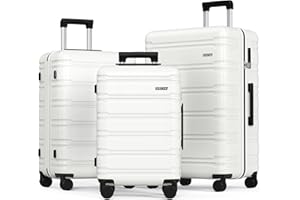 BEOW 3 Piece Luggage Sets With Spinner Wheels TSA Lock Expandable Durable Polycarbonate Hardside Lightweight Suitcase For Men Women Zipper Travel Luggage Set 3 Pcs 20/24/28Inch Beige