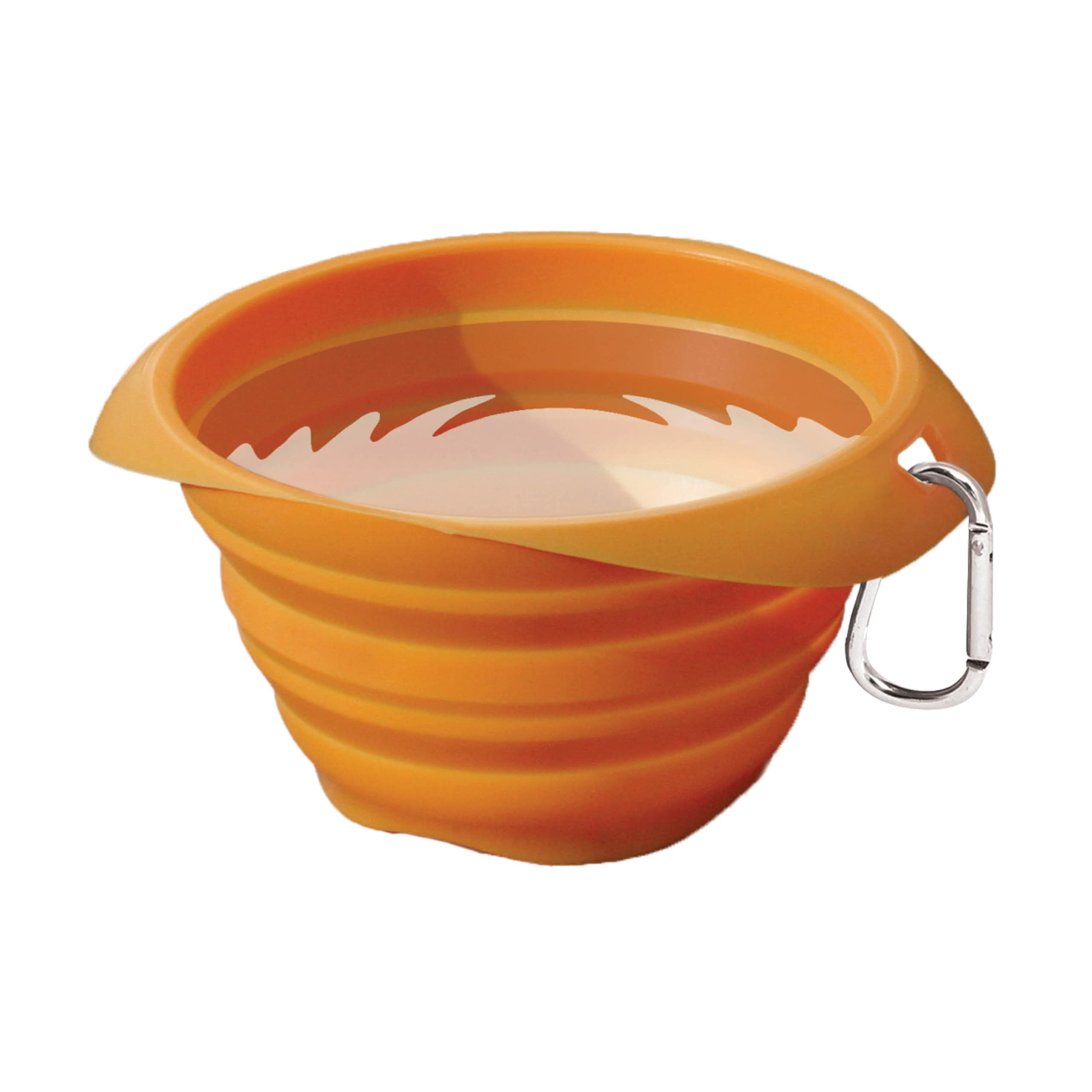 Kurgo Collaps-A-Bowl for Dogs - Collapsible Travel Dog Bowl for Outdoor Adventures - Food-Grade Silicone - Lightweight & Foldable - Includes Carabiner - Dishwasher Safe - BPA-Free - 24 oz - Orange — image 1