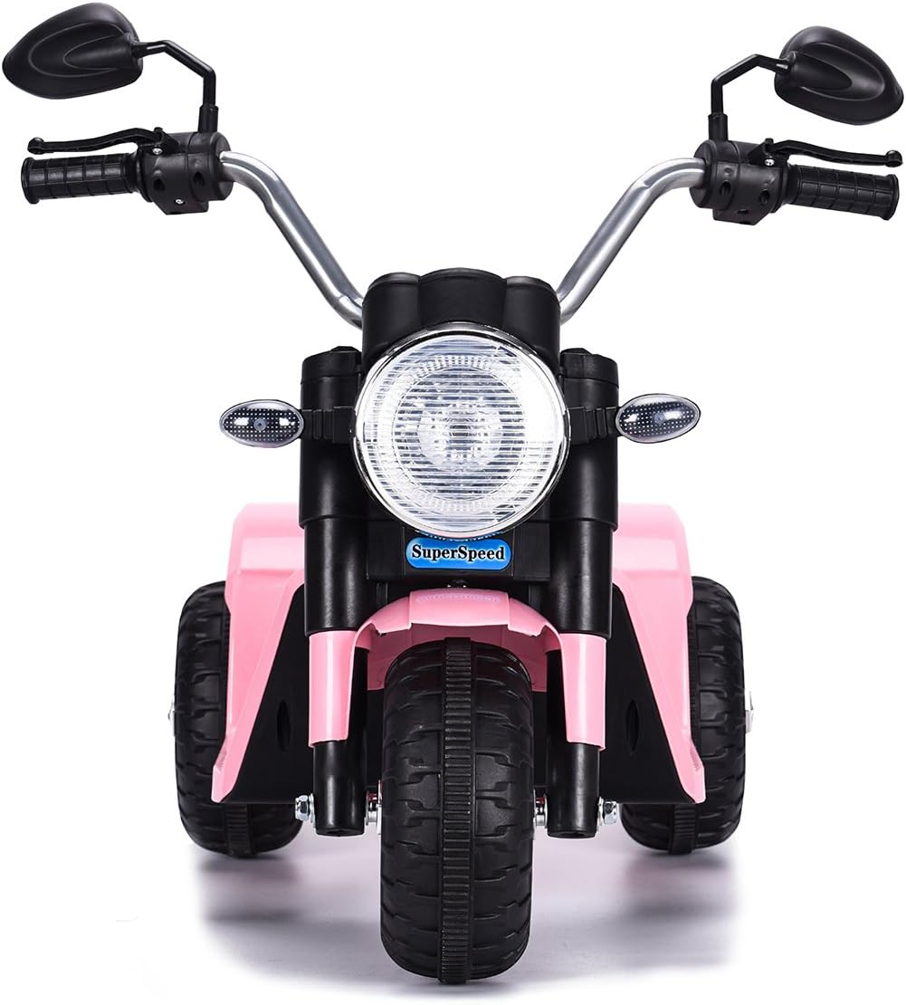 thegreatshopman Pink 6V Kids Ride On Motorcycle 3 Wheel Bicycle w/Musical & Horn Sound Button