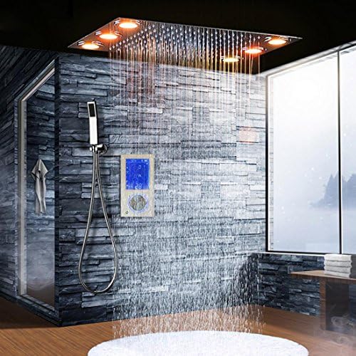 Fx@ Digital Thermostatic Shower set Controller Touch Control Panel Modern Luxury European Style SUS304 Rainfall Bathroom LedCeiling