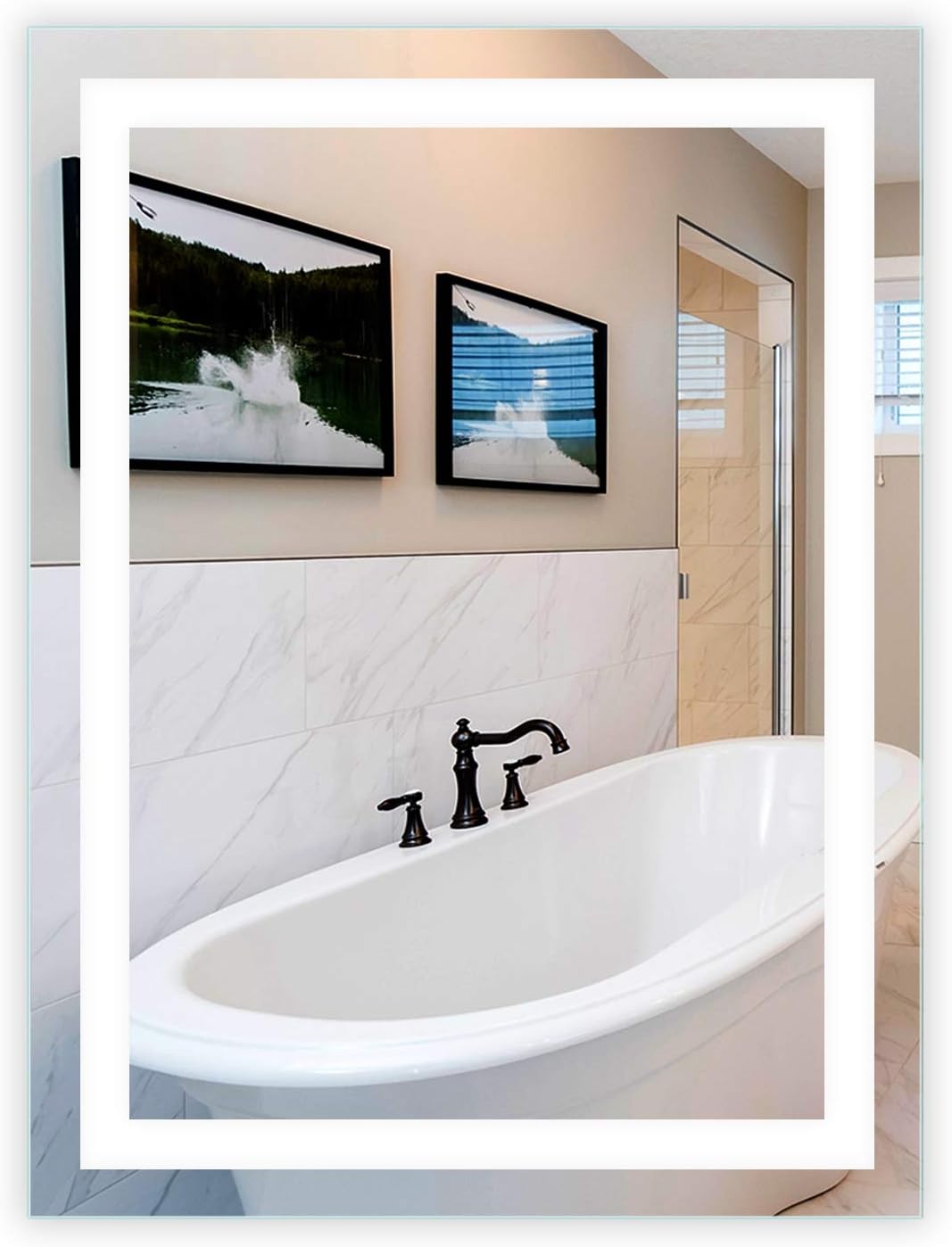 LED Front-Lighted Bathroom Vanity Mirror: 36" Wide x 48" Tall - Commercial Grade - Rectangular - Wall-Mounted