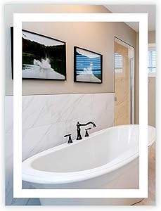 LED Front-Lighted Bathroom Vanity Mirror: 36" Wide x 48" Tall - Commercial Grade - Rectangular - Wall-Mounted