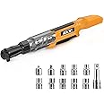 3/8" Cordless Ratchet Wrench, Compatible with DEWALT 20V MAX Battery, 74Ft-Lbs Power Electric Ratchet Tool Kit, 1/2" & 1/4" Adapters, 3" Extension Bar (Tool Only)