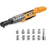 3/8" Cordless Ratchet Wrench, Compatible with DEWALT 20V MAX Battery, 74Ft-Lbs Power Electric Ratchet Tool Kit, 1/2" & 1/4" Adapters, 3" Extension Bar (Tool Only)