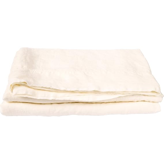 LinenMe 230 x 275 cm Vorgewaschenes weißgraues Leinen-Bettlaken 0298903