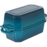 Flavehc Bread Pan Cast Iron Loaf Pan with Lid Bread Loaf Pan 8.5x4.5 Inch Loaf Pan Enameled Cast Iron Sourdough Loaf Pan, DarkCyan
