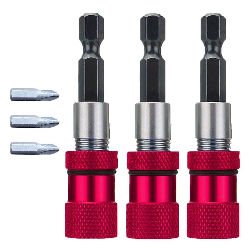 Meijunter 3Pcs Hex Shank Drywall Drill Bit Holder Magnetic Bit Holder 1/4 inch Screwdriver Bit Adapter Replaceable Bit Holder Comes with 3 PH2 Cross Bit Accessories