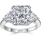 Luxfine 5 CT Diamond Rings for Women, Engagement Rings,Princess Cut Ring 925 Sterling Silver Simulated Diamond Jewelry(Clear,Yellow,Pink) with Gift Box