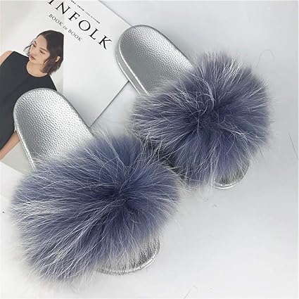 fox fur flip flops