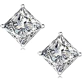 ”STUNNING FLAME“ 18K Gold Plated Sterling Silver Princess Cut Cubic Zirconia Stud Earrings for men women