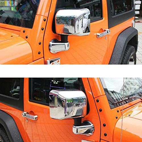 POMAR Chrome Full Side Exterial Mirror Covers Trim For Jeep Wrangler JK 2007-2015 Pair of 2