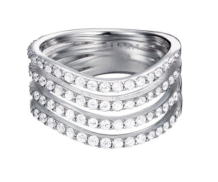 Esprit Essential Damen-Ring 925 Silber rhodiniert Zirkonia transparent