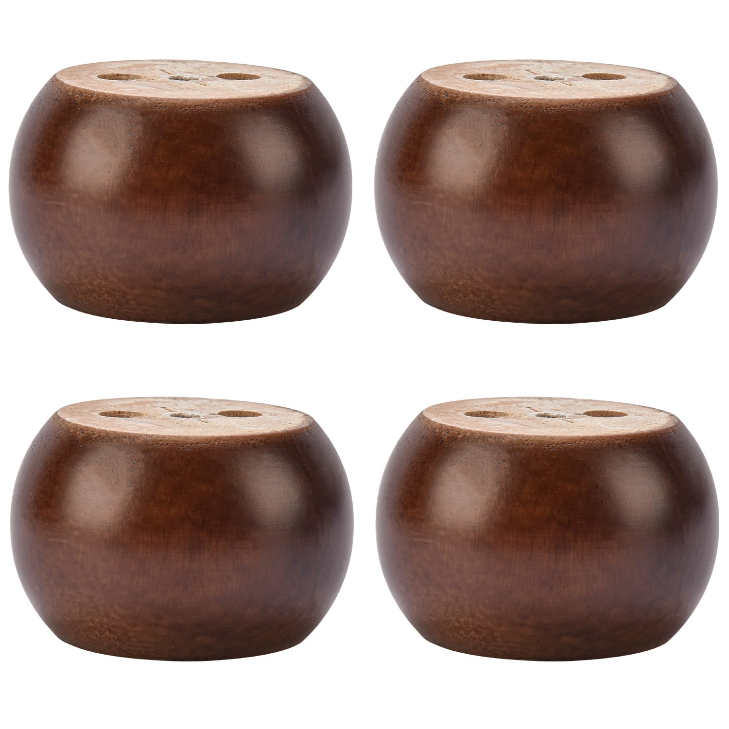 TCHOSUZ 2 inch / 5cm Wooden Furniture Legs, Pack of 4 Walnut Solid Wood Turned DIY Replacement Bun Feet with M8 Hanger Bolts & T-Nuts or Sofa Couch Cabinet Recliner Ottoman Riser